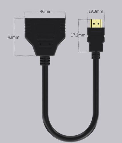 מתאם מפצל HDMI לשתי מסכים, כבל 20 ס