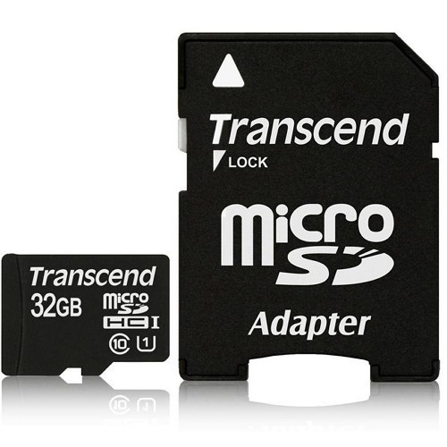כרטיס זיכרון Transcend 32GB microSDHC UHS-I x300 Class10 ומתאם