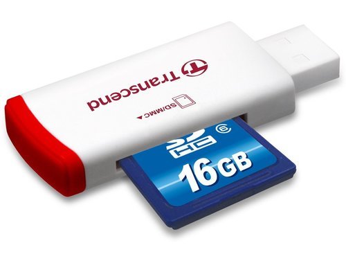 כרטיס זיכרון Transcend SDHC 16GB Class 6 + קורא כרטיסים
