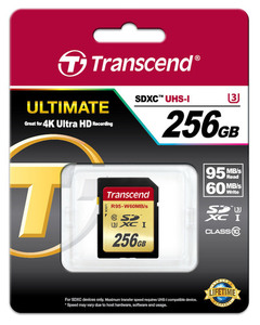 כרטיס זיכרון Transcend 256GB SDXC Class10 UHS-I U3