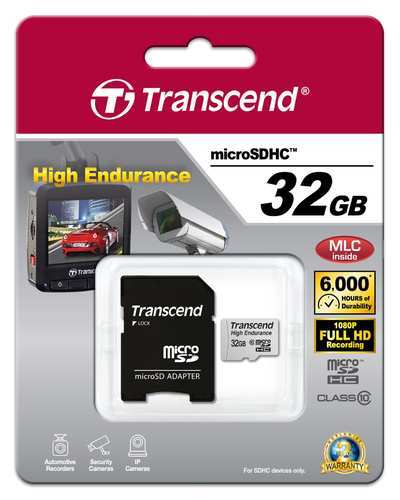 כרטיס זיכרון לצילומי וידאו Transcend 32GB microSDHC TV Class10