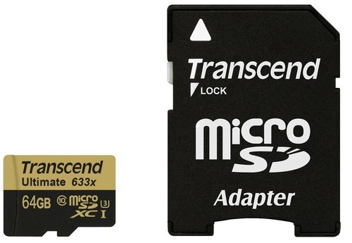 כרטיס זיכרון Transcend 64GB Ultimate microSDXC UHS-I U3 4K + מתאם 