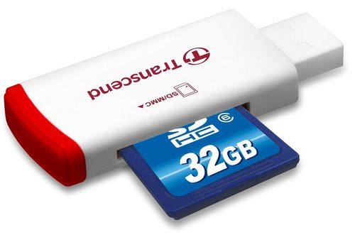 כרטיס זיכרון Transcend SDHC 32GB Class 6 + קורא כרטיסים