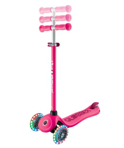 קורקינט רב שלבי 3 ב 1 GO UP Sporty 360 Lights עם היגוי להורה, מצבי גובה ואורות בגלגלים - ורוד