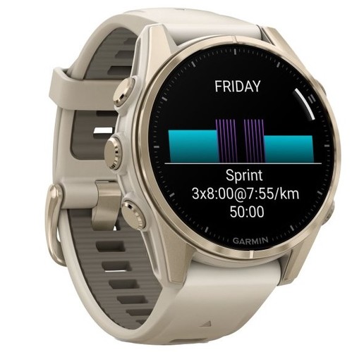שעון חכם Garmin Fenix 8 AMOLED Sapphire 43mm אפור ערפל עם רצועת חול