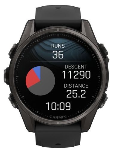 שעון חכם Garmin Fenix 8 AMOLED Sapphire 43mm קרבון אפור בציפוי DLC עם רצועת סיליקון שחורה 