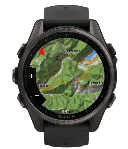שעון חכם Garmin Fenix 8 AMOLED Sapphire 43mm קרבון אפור בציפוי DLC עם רצועת סיליקון שחורה