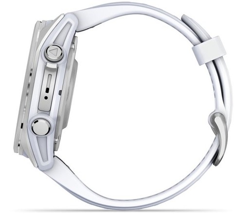 שעון חכם Garmin Fenix 8 AMOLED 43mm פלדת אל-חלד עם רצועת סיליקון לבנה