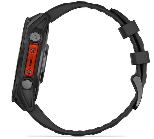 שעון חכם Garmin Fenix 8 AMOLED 47mm פלדת אל-חלד עם רצועת סיליקון שחורה