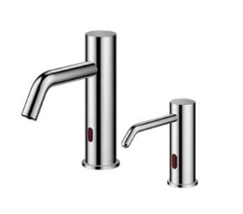 ברז אלקטרוני וסבוניה אלקטרונית פייה קצרה ניקל מבריק מק