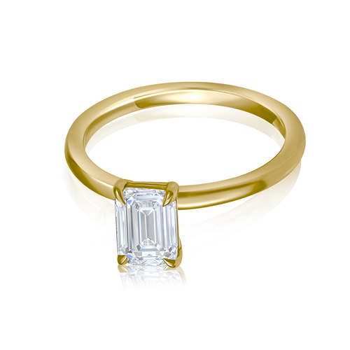 טבעת אירוסין יהלום אמרלד 1.0ct זהב 14K