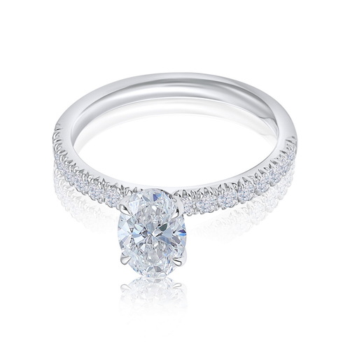 טבעת אובל אירוסין יהלומים 1.50CT זהב 14K