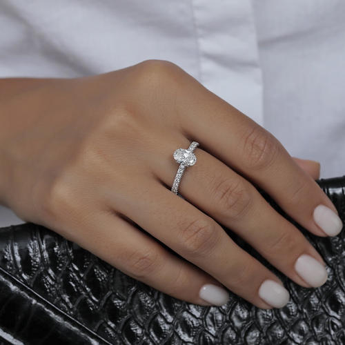 טבעת אובל אירוסין יהלומים 1.50CT זהב 14K