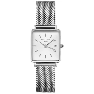 שעון לאישה ROSEFIELD The Boxy XS White Sunray Mesh Silver דגם QMWMS-Q038