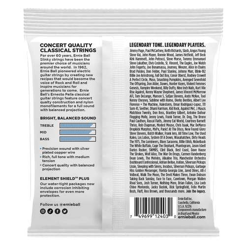 סט מיתרים לגיטרה קלאסית 2403 Ernie Ball Ernesto Palla Nylon Classical Clear & Silver