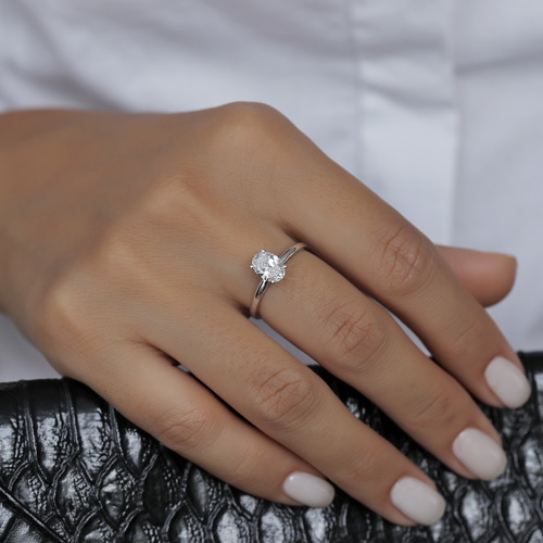 טבעת אירוסין יהלום אובל 1.0ct זהב 14K