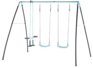 מתקן חצר גדול עם 3 נדנדות ל 4 ילדים ומתזי מים (חיבור לצינור גינה)