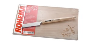 פד ארוחת בוקר :) 618109 קרש חיתוך עם סכין המחוברת למקל תופים המיוצר מ-American Hickory מבית ROHEMA (GERMANY)