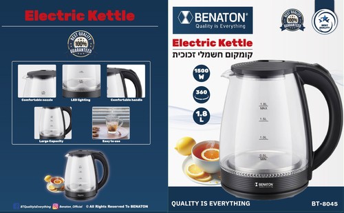 קומקום חשמלי זכוכית BENATON BT-8045