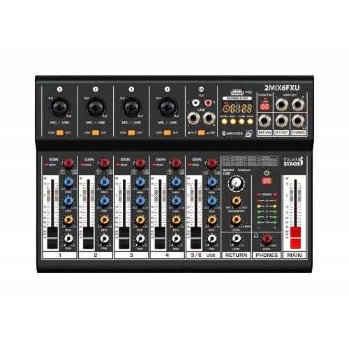 מיקסר 6 ערוצים עם מקליט USB DSP ובלוטות’ Italian Stage 2MIX6FXU