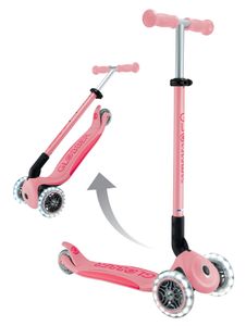 קורקינט מתקפל לילדים פרימו פלוס לייטס עם אורות בגלגלים וידית 4 גבהים - ורוד פסטל