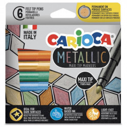 סט 6 טושים מטאליים עבים מבית CARIOCA (איטליה)