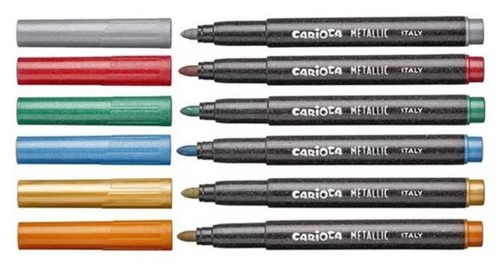 סט 6 טושים מטאליים עבים מבית CARIOCA (איטליה)