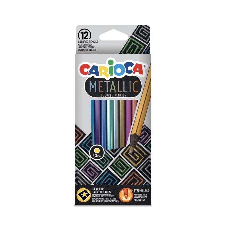 סט 12 עפרונות מטאליים איכותיים מבית CARIOCA (איטליה)