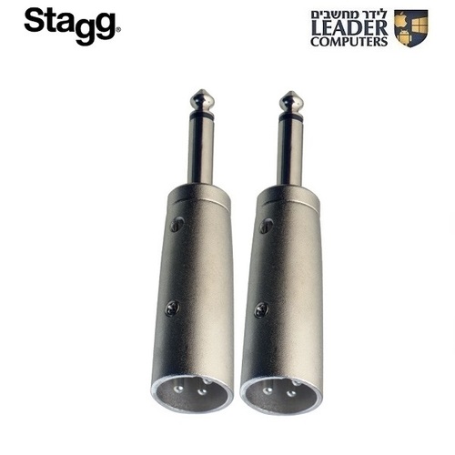 זוג מתאמי אודיו כניסה XLR זכר יציאה PL6.35 זכר מונו Stagg AC-XMPMH