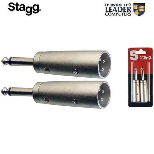 זוג מתאמי אודיו כניסה XLR זכר יציאה PL6.35 זכר מונו Stagg AC-XMPMH