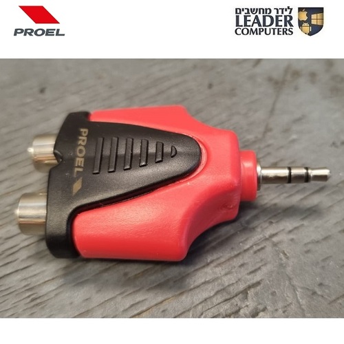 מתאם סטריאו מקצועי תקע 3.5″ PL – שקע RCA כפול Proel AT128PRO