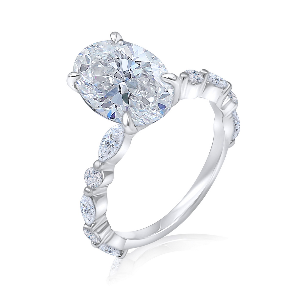 טבעת אירוסין יהלום אובל 3.10CT זהב 14K