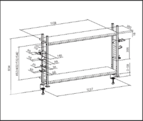 שולחן מתכוונן N04-22D-B + כוננית מדפים stb-192 מבית LUMI