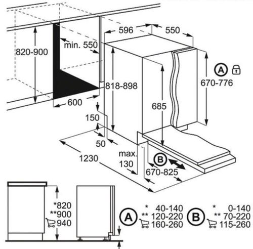מדיח כלים אינטגרלי מלא דגם AEG FSE83617P XXL ProClean AirDry א.א.ג.