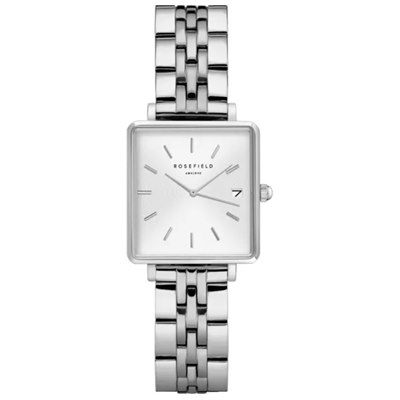 שעון ROSEFIELD לאישה The Boxy XS White Sunray Steel Silver דגם QMWSS-Q020