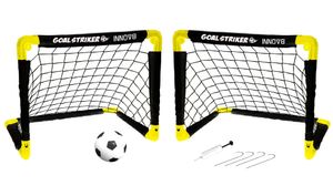 זוג שערי כדורגל / קט-רגל קטנים בהרכבה מהירה עם כדורגל ומשאבה