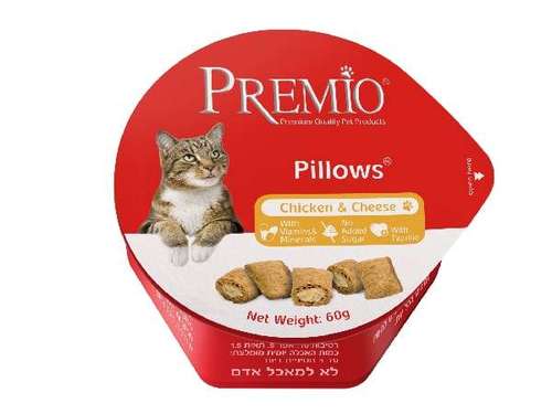 פרמיו Premio כריות לחתול עם עוף וגבינה 60 גרם