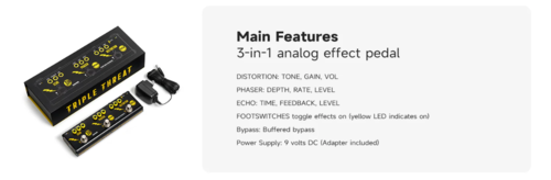 פדל גיטרה Triple Threat עם 3 אפקטים EC6793 מבית DONNER