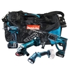 סט פטישון + אימפקט + משחזת + פנס DLX4005TX1 18V כולל 3 סוללות 5.0 אמפר ומטען מהיר מקיטה