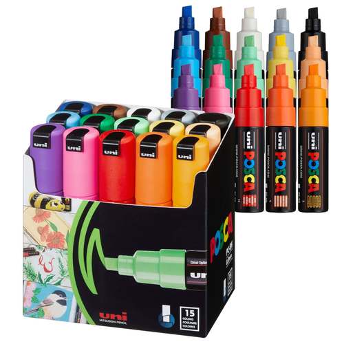 חדש! סט 15 טושי פוסקה דגם PC-8K POSCA