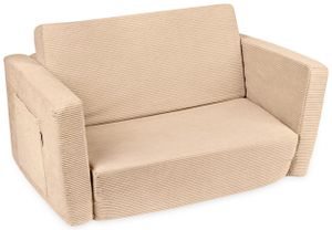 ספונת נפתחת מבד קורדרוי עם כיס צידי לאחסון - בז