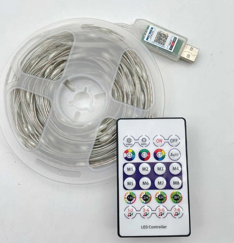 פס לד FIESTA באורך 10 מטר, IP68 RGB חיבור USB ושלט עובד גם עם אפליקציה SM-5V-KIT-LED-10