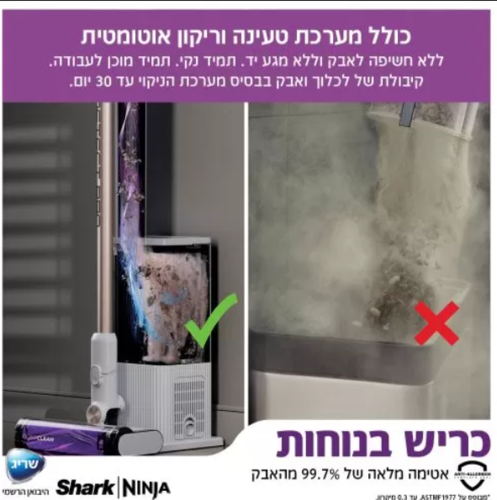 שואב אבק אלחוטי עם מערכת ריקון וטעינה אוטומטית | DETECT PRO דגם IW3613 