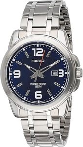 Casio MTP-1314D-2AVDF שעון אנלוגי לגברים, רצועת נירוסטה - כסף