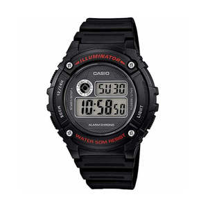 שעון יד דיגיטלי לגברים עם רצועת סיליקון Casio W-216H-1AVDF