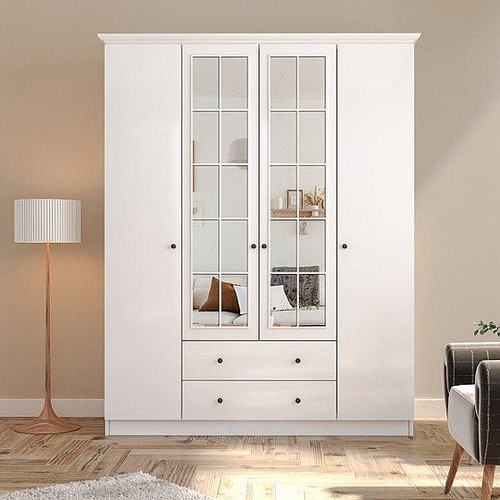 ארון בגדים 4 דלתות + מראה דגם  Twins Design Patara 
