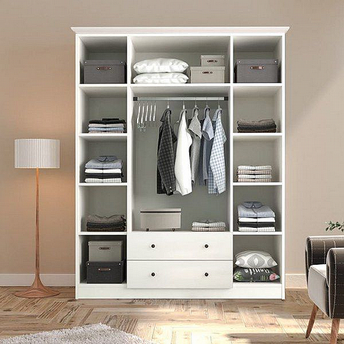 ארון בגדים 4 דלתות + מראה דגם  Twins Design Patara 