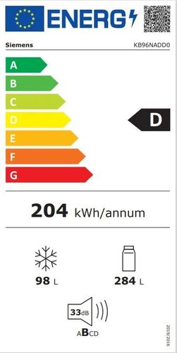מקרר ‏מקפיא תחתון Siemens KB96NADD0 ‏382 ‏ליטר סימנס
