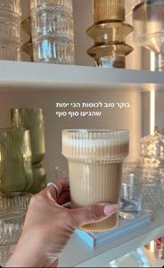 סט 6 כוסות שתיה קרה זכוכית פסים 370 מ”ל