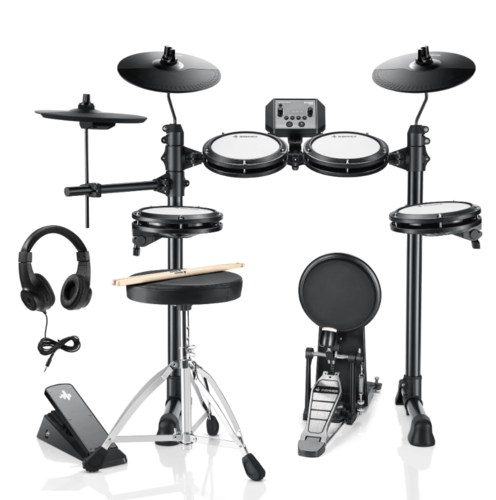 ערכת מערכת תופים אלקטרונית EC6756 DED80P + כסא ואוזניות EC6756 מבית DONNER